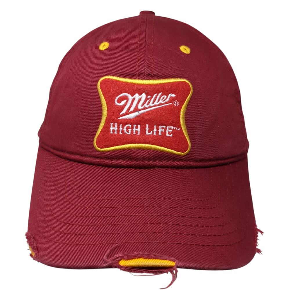 Miller High Life Milwaukee Wis Strapback Hat Red One Size Bio-Domes